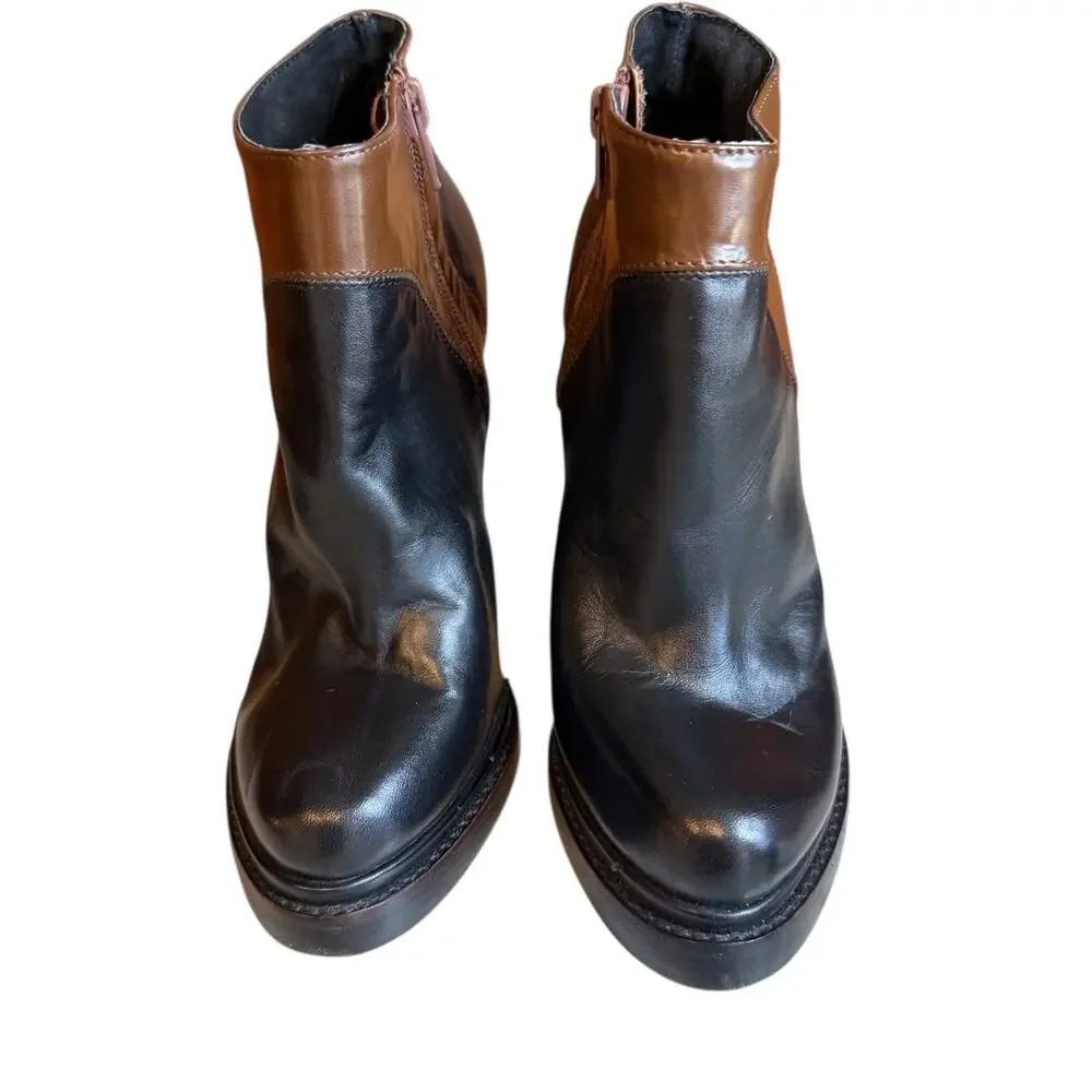 Aldo Faelora Pillow Walk Platform Heeled Ankle Boots Black Brown 6.5